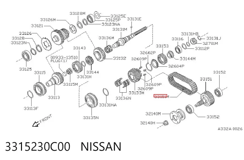 Цепь привода раздаточной коробки (44 Звена 3,5mm) 3315230C00 Nissan 3315230C00